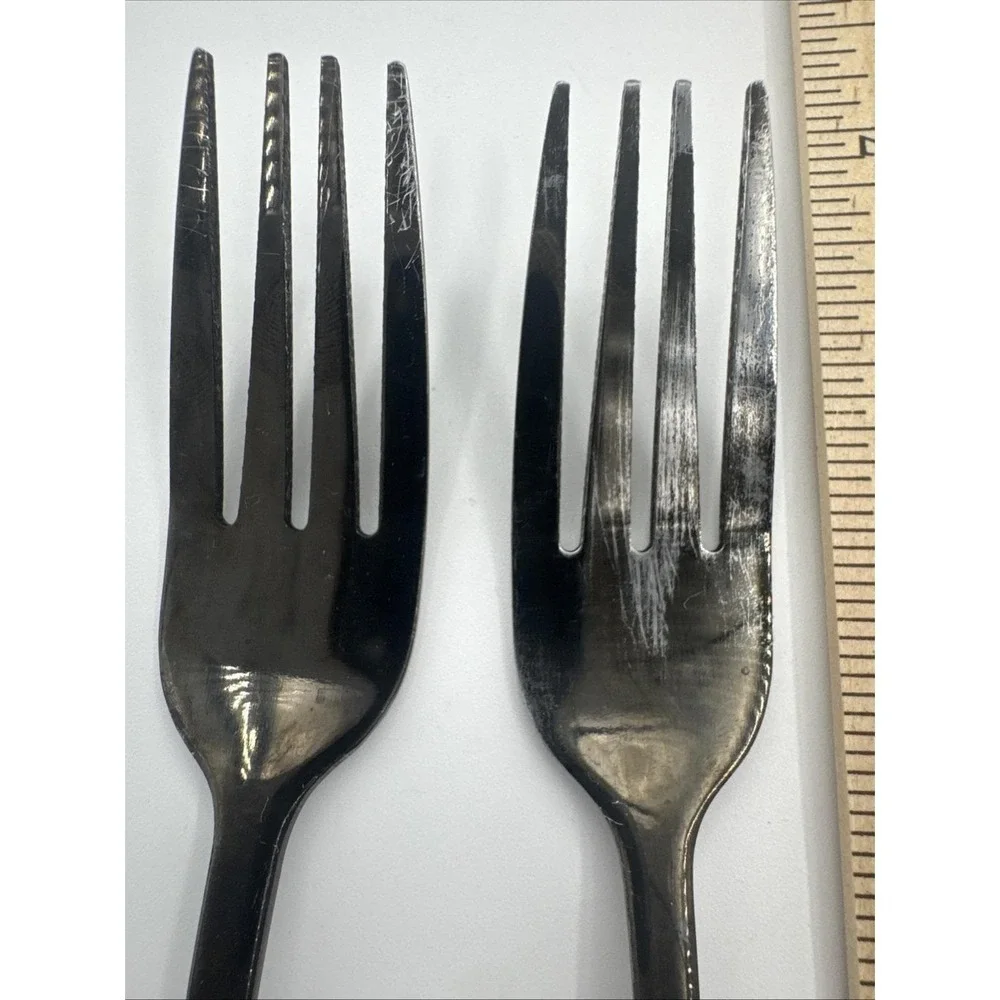 Black Satin Flatware Stainless Steel Spoon Fork Knives‎ 14 Pieces